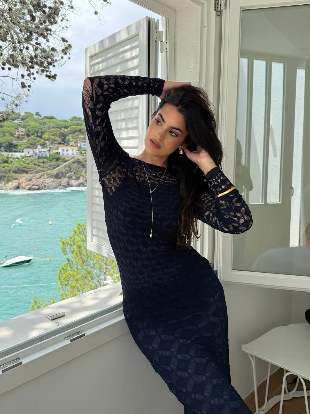 Dark Blue Lace Dress for Elegant Lakeside Evenings — Lake Outfits 2027