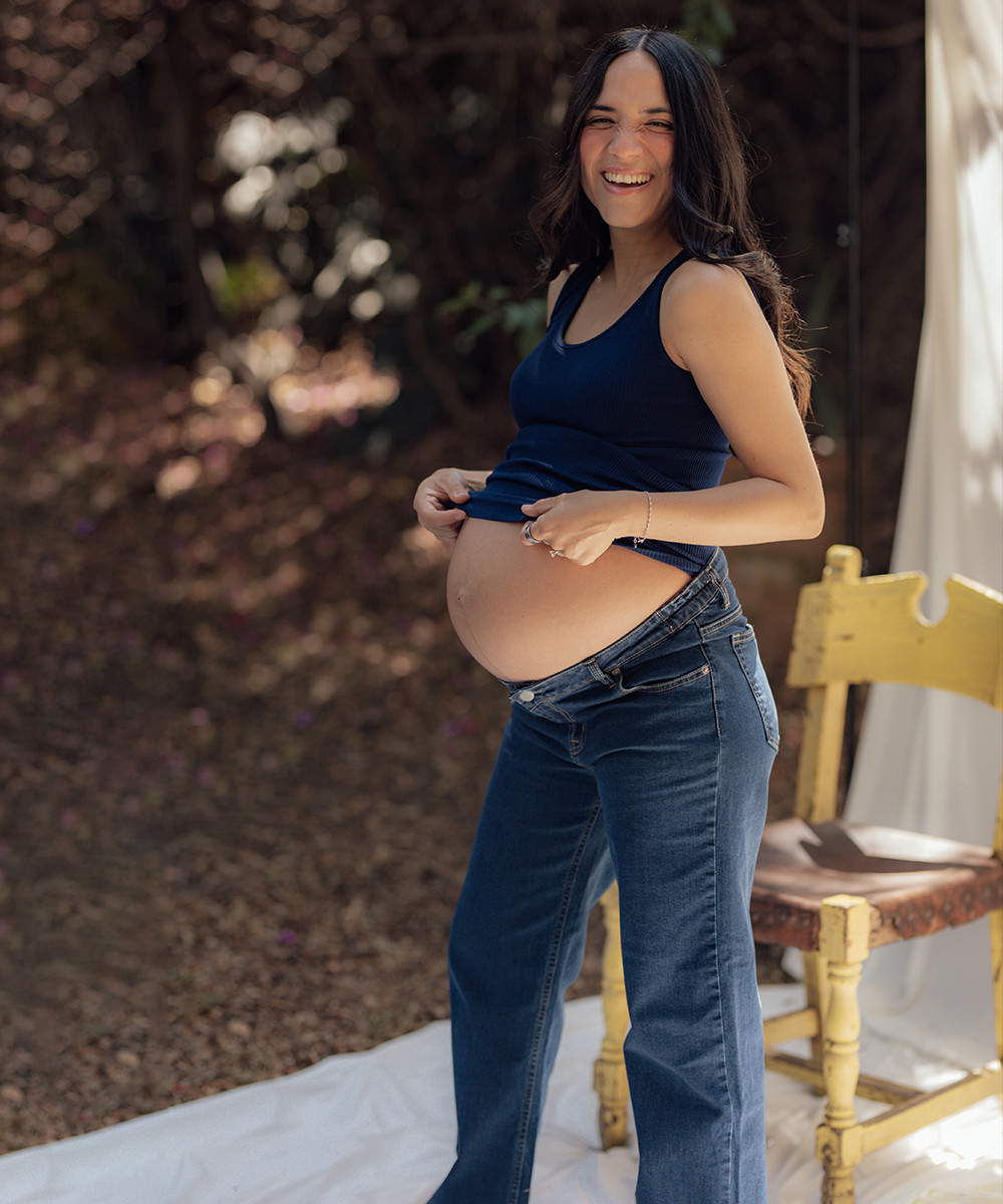 Everyday Maternity Comfort: Navy Tank Top with Low-Rise Jeans Everyday Maternity Comfort: Navy Tank Top with Low-Rise Jeans — Maternity Outfits 2027