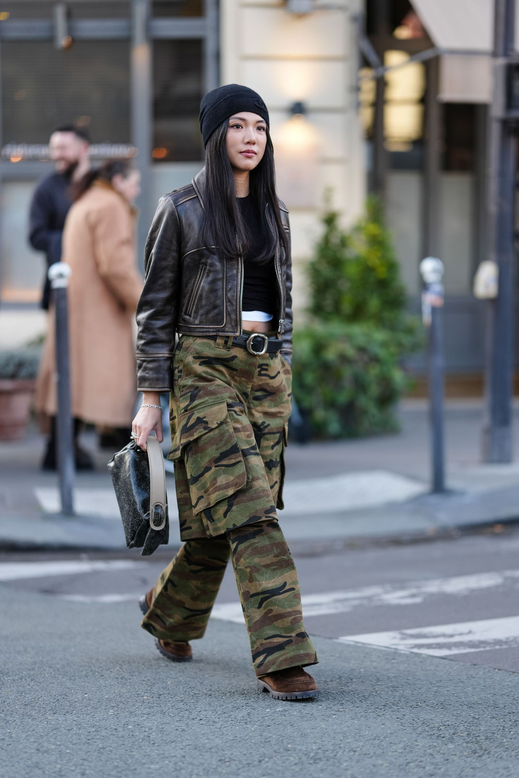 Oversized Camouflage Cargos with Leather Jacket Oversized Camouflage Cargos with Leather Jacket — Cargo Pants 2027