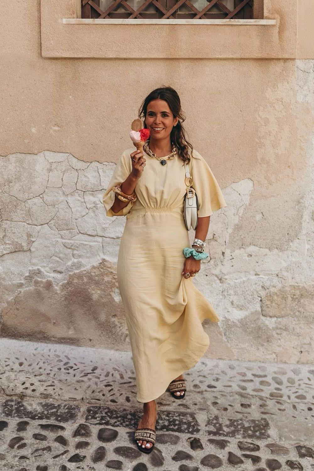 Pale Yellow Maxi Dress with Cinched Waist Pale Yellow Maxi Dress with Cinched Waist — Pale Yellow Outfits 2027