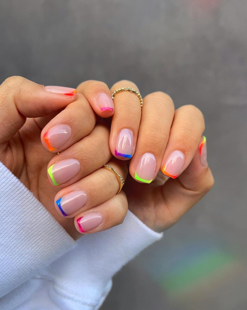 Neon French Tips on Short Square Neon French Tips on Short Square — Coachella Nails 2027