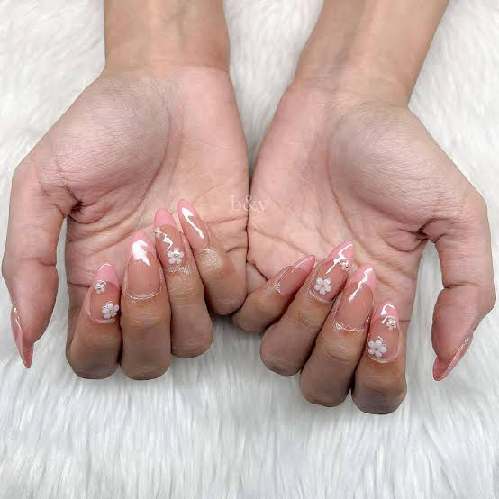 Delicate Flower Charms On Accent Nails Visual Idea Delicate Flower Charms On Accent Nails Visual Idea — Nail Extensions 2027