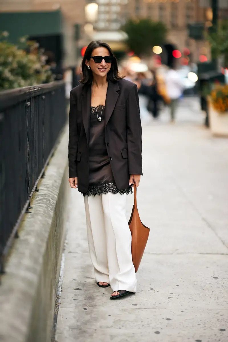 Elegant Chocolate Brown Camisole with Cream Trousers Elegant Chocolate Brown Camisole with Cream Trousers — Chocolate Brown Outfits 2027
