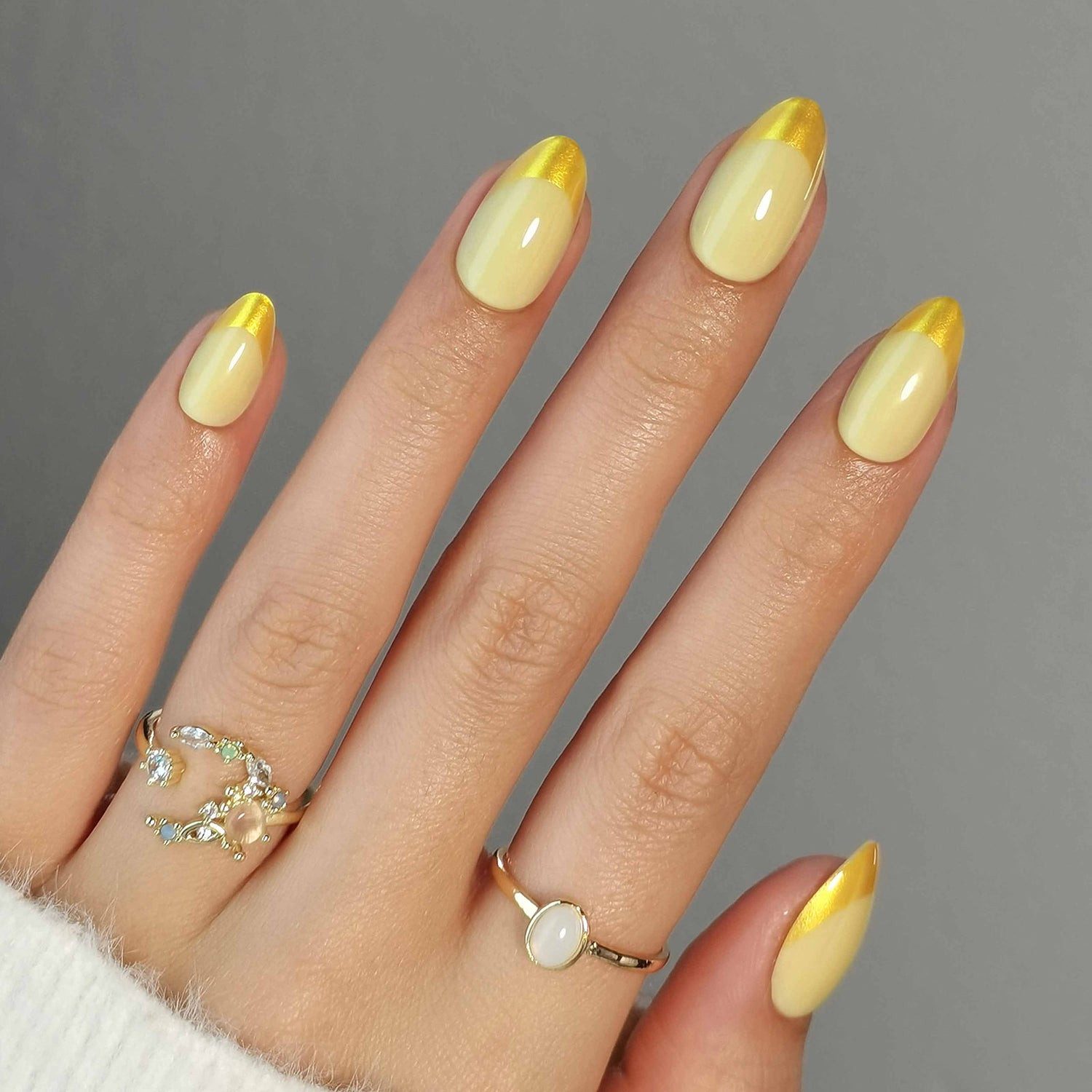 Glossy With Metallic Accents Visual Idea Glossy With Metallic Accents Visual Idea — Yellow Summer Nails 2027