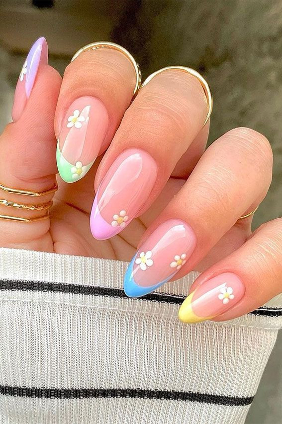 Small White Floral Motif On French Tips Visual Idea Small White Floral Motif On French Tips Visual Idea — Spring Floral Nails 2027