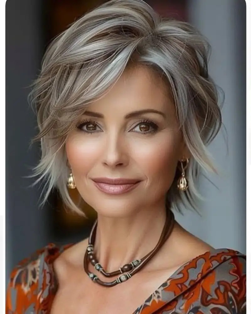 Blonde With Grey Streaks Visual Idea — Pixie 2027 for Oval Face