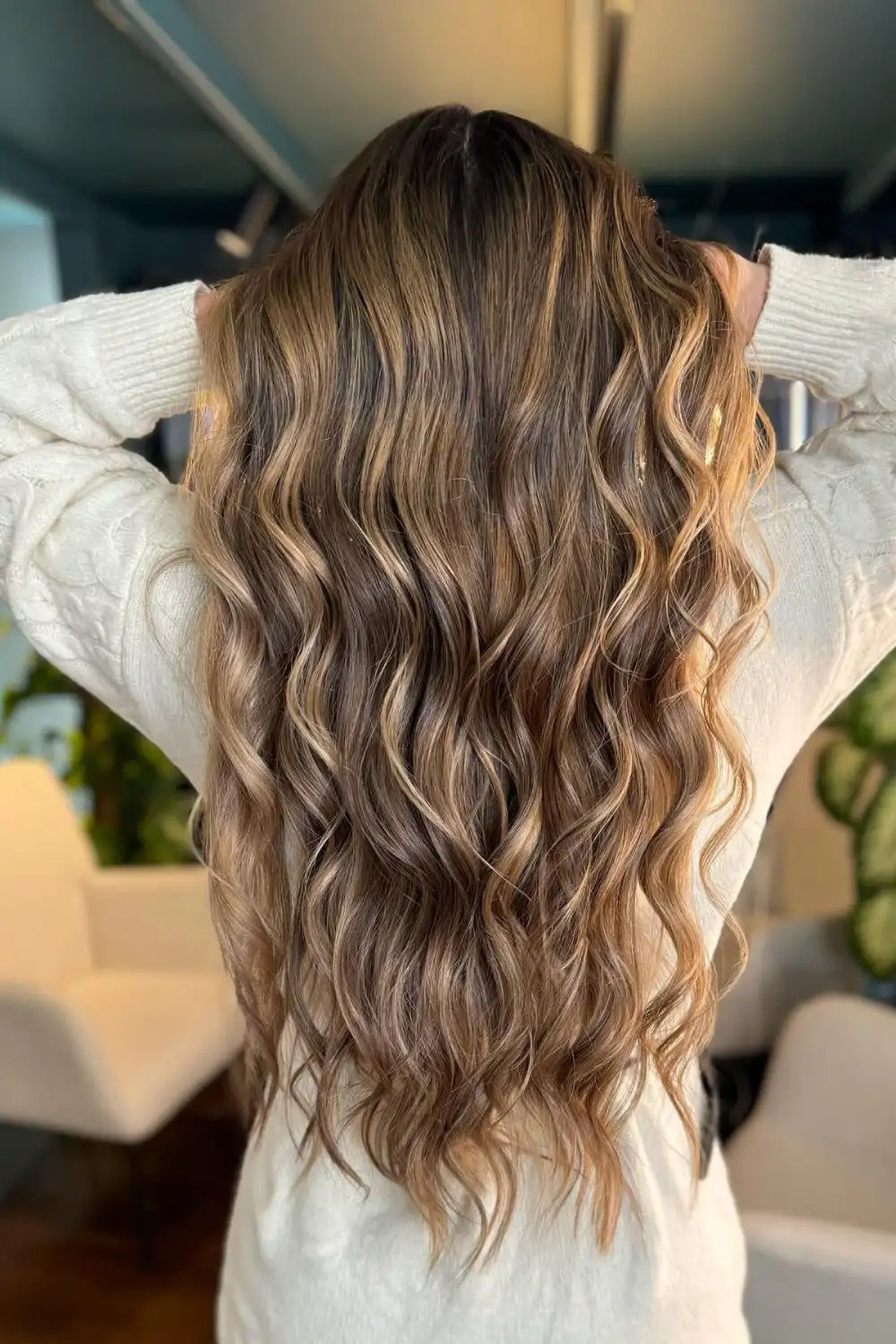 Mid-Back Waves With Caramel Balayage Mid-Back Waves With Caramel Balayage — Dark Blonde Hair 2027