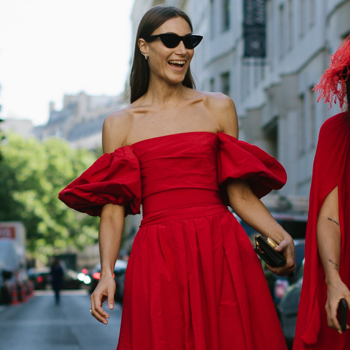 Red Off-the-Shoulder Dress with Voluminous Puff Sleeves Red Off-the-Shoulder Dress with Voluminous Puff Sleeves — Going Out Dresses 2027