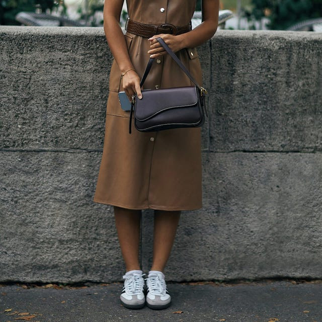 Brown Faux Leather Button-Up Midi Dress Brown Faux Leather Button-Up Midi Dress — Sneakers 2027 with Dress Outfits