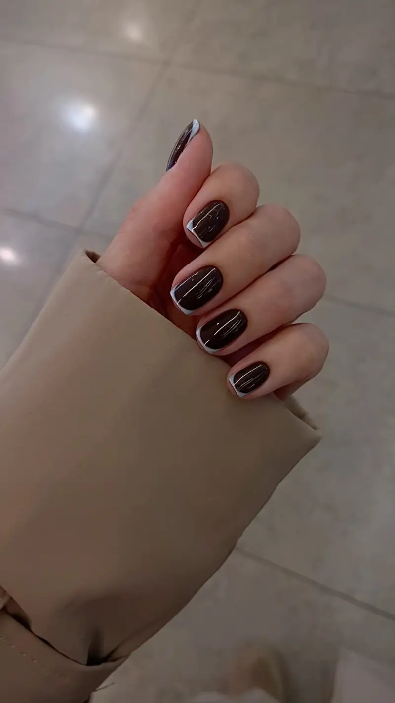 Thin White French Tip On All Nails Visual Idea Thin White French Tip On All Nails Visual Idea — Chocolate Brown Nails 2027