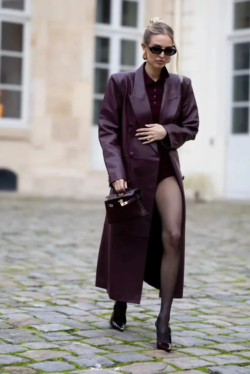 Bold Burgundy Leather Trench Coat for a Chic Valentine's Statement — Casual Valentines Outfits 2027