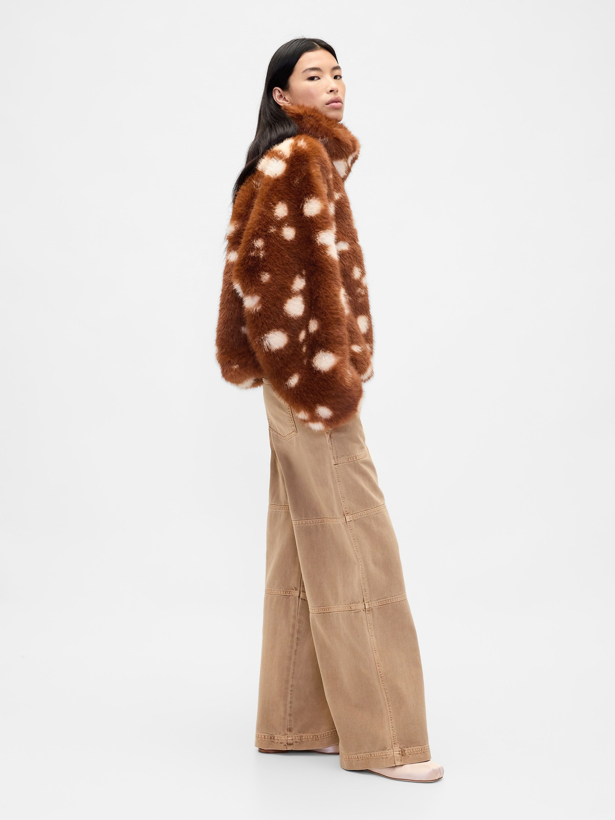 Brown and White Polka Dot Faux Fur Jacket Brown and White Polka Dot Faux Fur Jacket — Faux Fur Outfits 2027