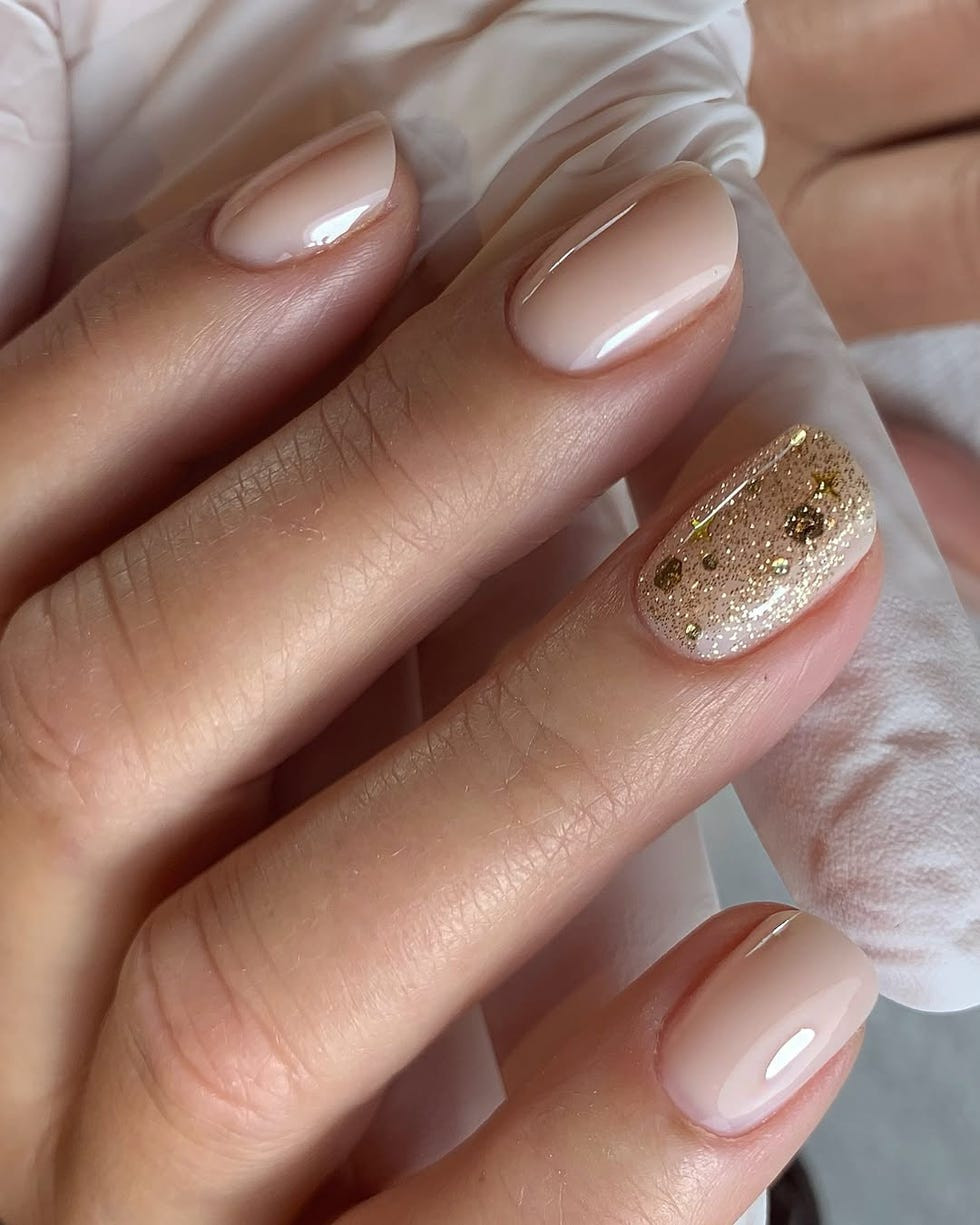 Glitter On Accent Nail Visual Idea — Girls Night Nails 2027