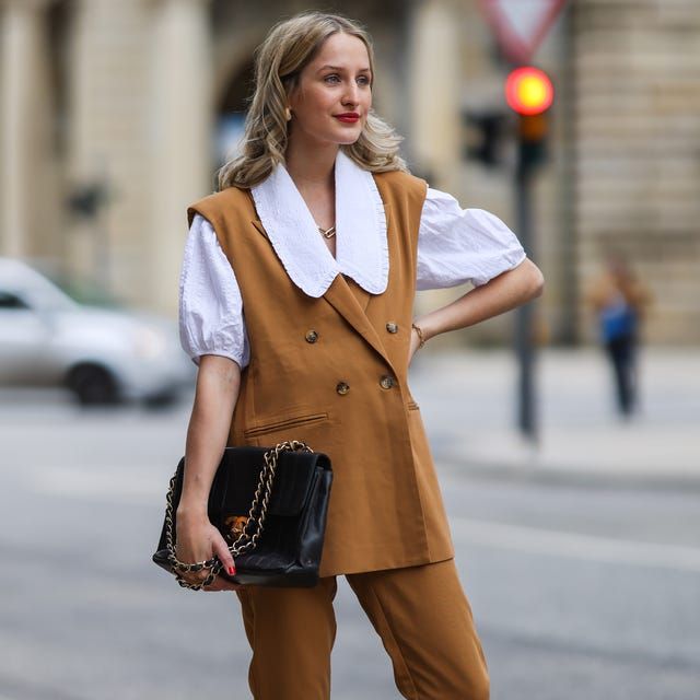 Brown Double-Breasted Vest with Puff-Sleeve Shirt Brown Double-Breasted Vest with Puff-Sleeve Shirt — Vest Outfits 2027