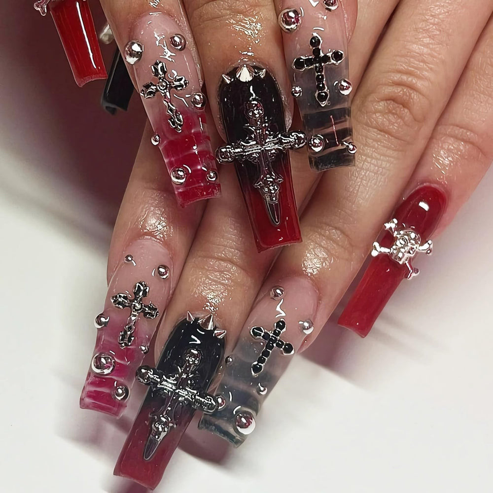 Gothic Gradient with Crosses and Skull Charm Gothic Gradient with Crosses and Skull Charm — Gothic Coffin Nails 2027