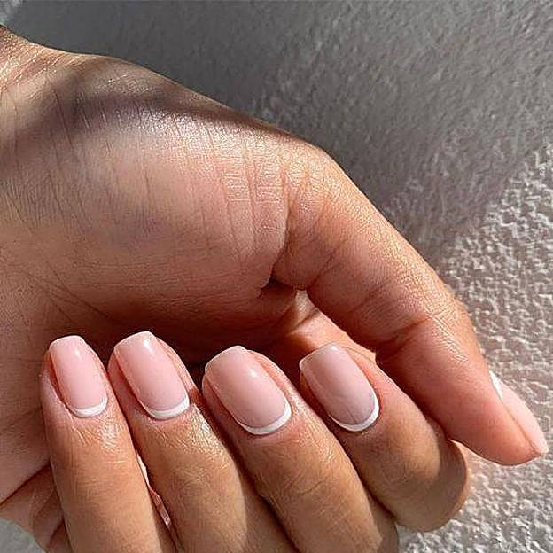Soft Pink Square Classic French Nails — Wedding French Tip Nails 2027