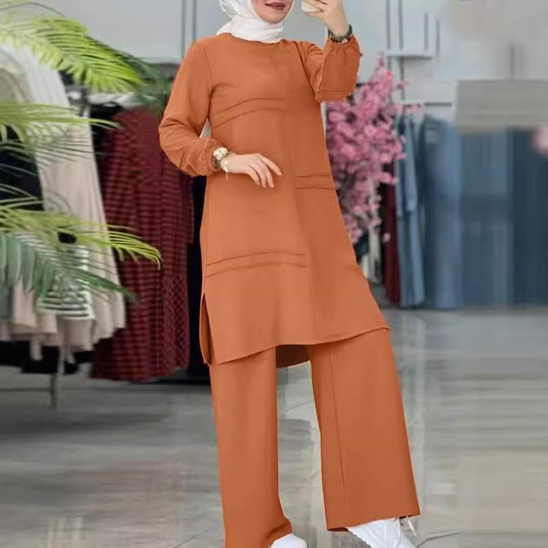 Burnt Orange Two-Piece Set for Casual Comfort Burnt Orange Two-Piece Set for Casual Comfort — Hijab Outfits 2027