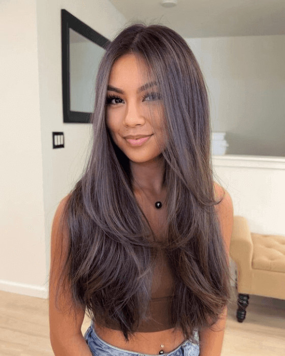 Long Ash Brown With Soft Bends Long Ash Brown With Soft Bends — Aesthetic Hairstyles 2027