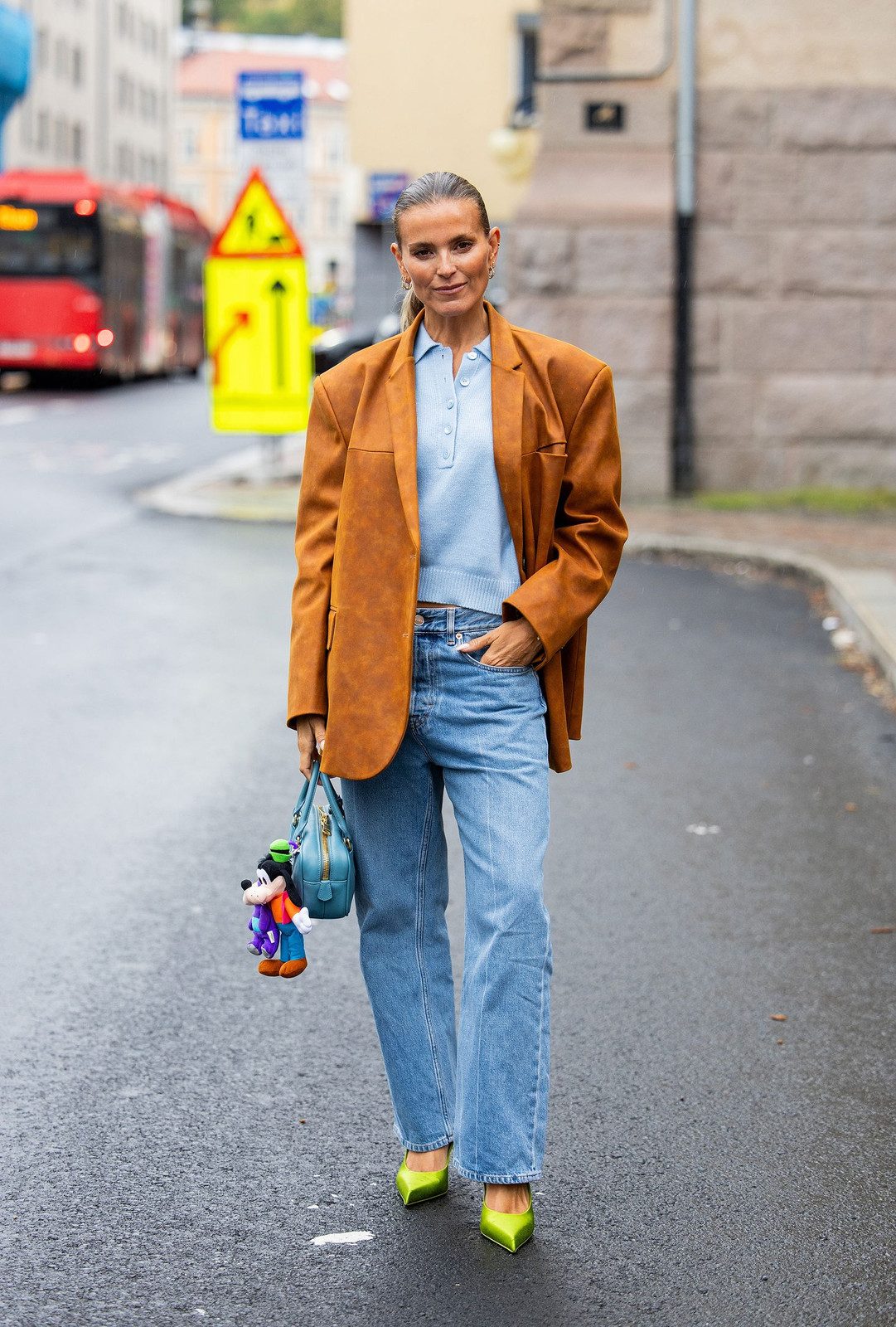Faux Leather Blazer and Bright Heels for a Casual Statement — 80s Outfits 2027
