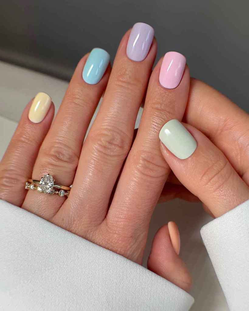 Short Square Rainbow Pastel Nails Short Square Rainbow Pastel Nails — Pastel Nails 2027