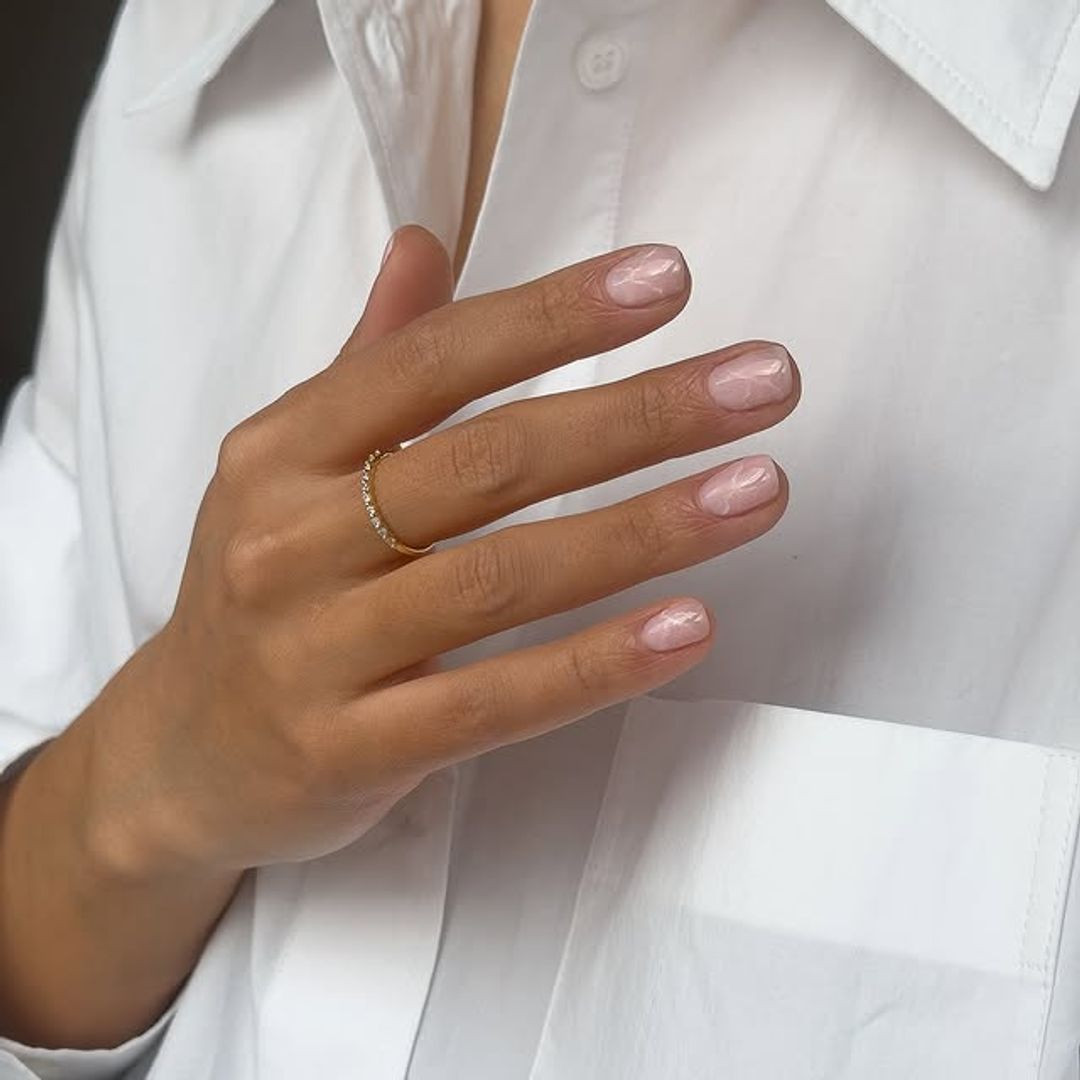Sheer Pale Pink Marble Swirls Sheer Pale Pink Marble Swirls — Nails 2027 for Fair Skin