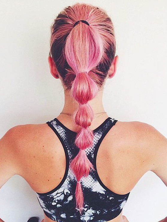 Pink and Blonde Bubble Ponytail — Gym Hairstyles 2027