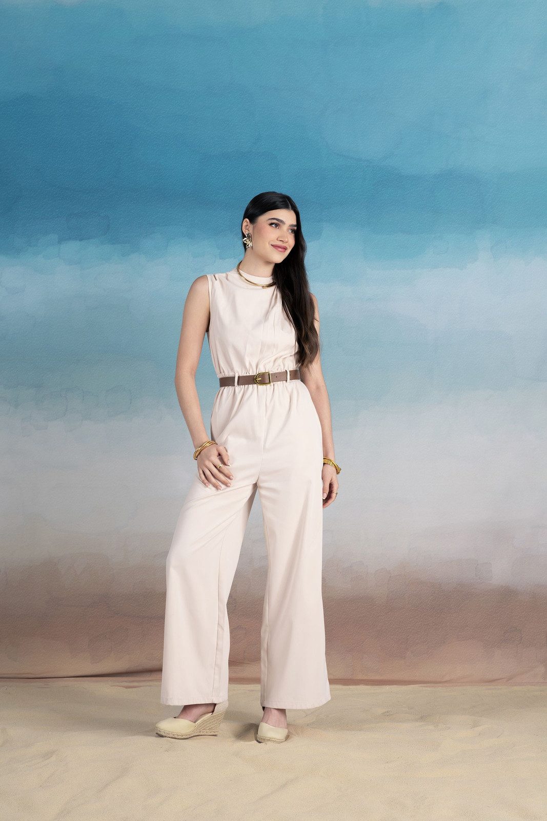 Cream Jumpsuit Chic with Espadrille Wedges Cream Jumpsuit Chic with Espadrille Wedges — Shein Outfits 2027