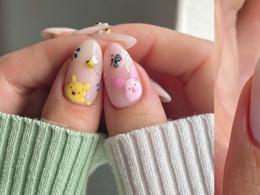 3D Pooh and Piglet Medium Oval Nails 3D Pooh and Piglet Medium Oval Nails — Disney Nails 2027