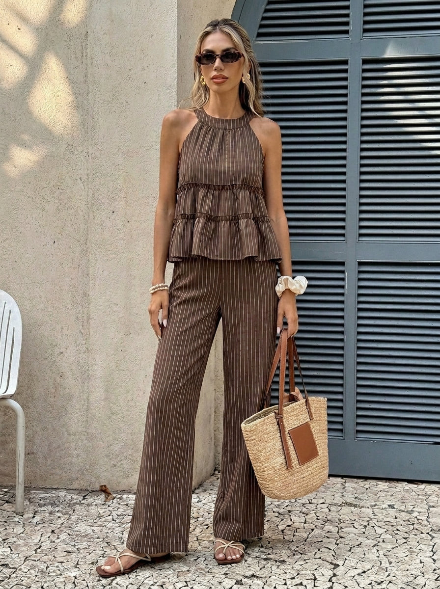 Tiered Ruffle Peplum Top with Matching Wide-Leg Pants for Coordinated Casual Tiered Ruffle Peplum Top with Matching Wide-Leg Pants for Coordinated Casual — Ruffle Top Outfits 2027