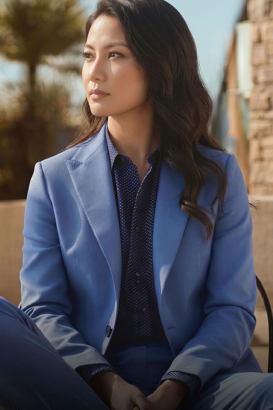 Light Blue Suit Jacket with Navy Patterned Shirt: Tailored Precision Light Blue Suit Jacket with Navy Patterned Shirt: Tailored Precision — Business Professional Outfits 2027