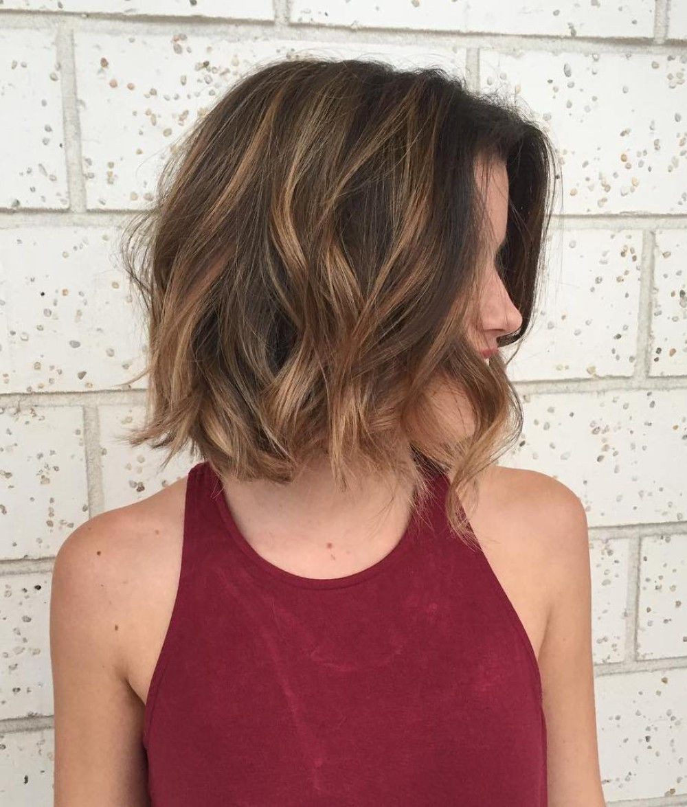 Chin Angled Bob With Wavy Balayage Chin Angled Bob With Wavy Balayage — Brown Bob 2027