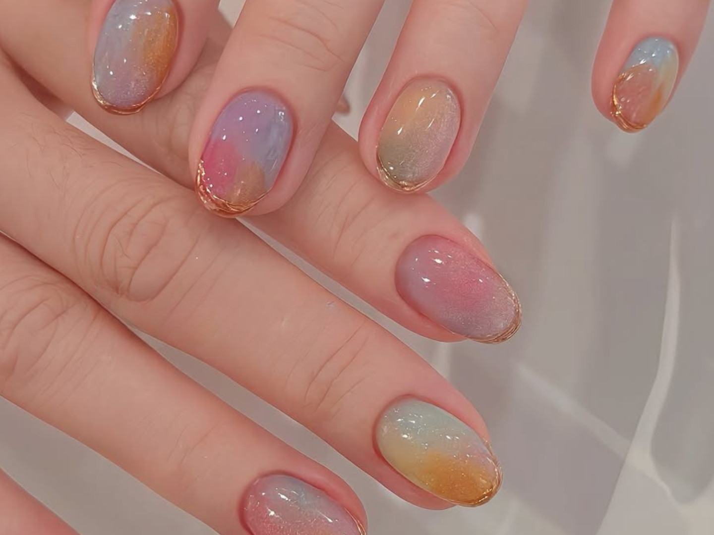 Pastel Gradient With Gold Foil Pastel Gradient With Gold Foil — Nails 2027 for Everyday