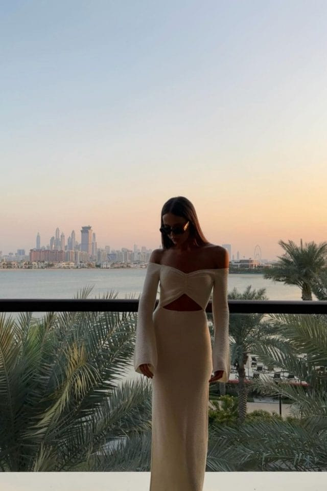 Cream Knit Dress with Oversized Blazer Cream Knit Dress with Oversized Blazer — Dubai Outfits 2027