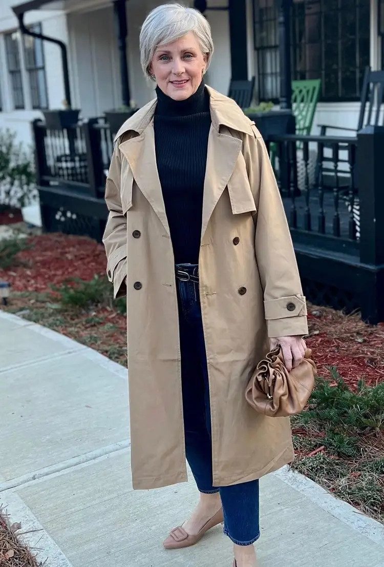 Timeless Trench Coat Over a Casual Base Timeless Trench Coat Over a Casual Base — Winter Outfits 2027 for Women Over 70