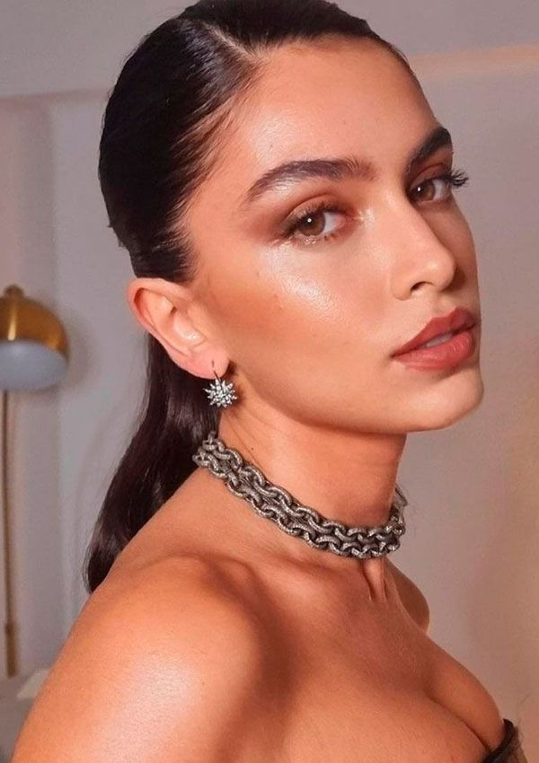 Side Profile High Shine Dark Brown Pony Side Profile High Shine Dark Brown Pony — Sleek Ponytail 2027