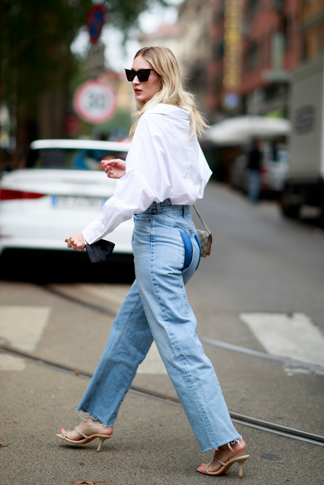 Chic Two-Tone Denim with Oversized White Shirt — Trendy Outfits 2027