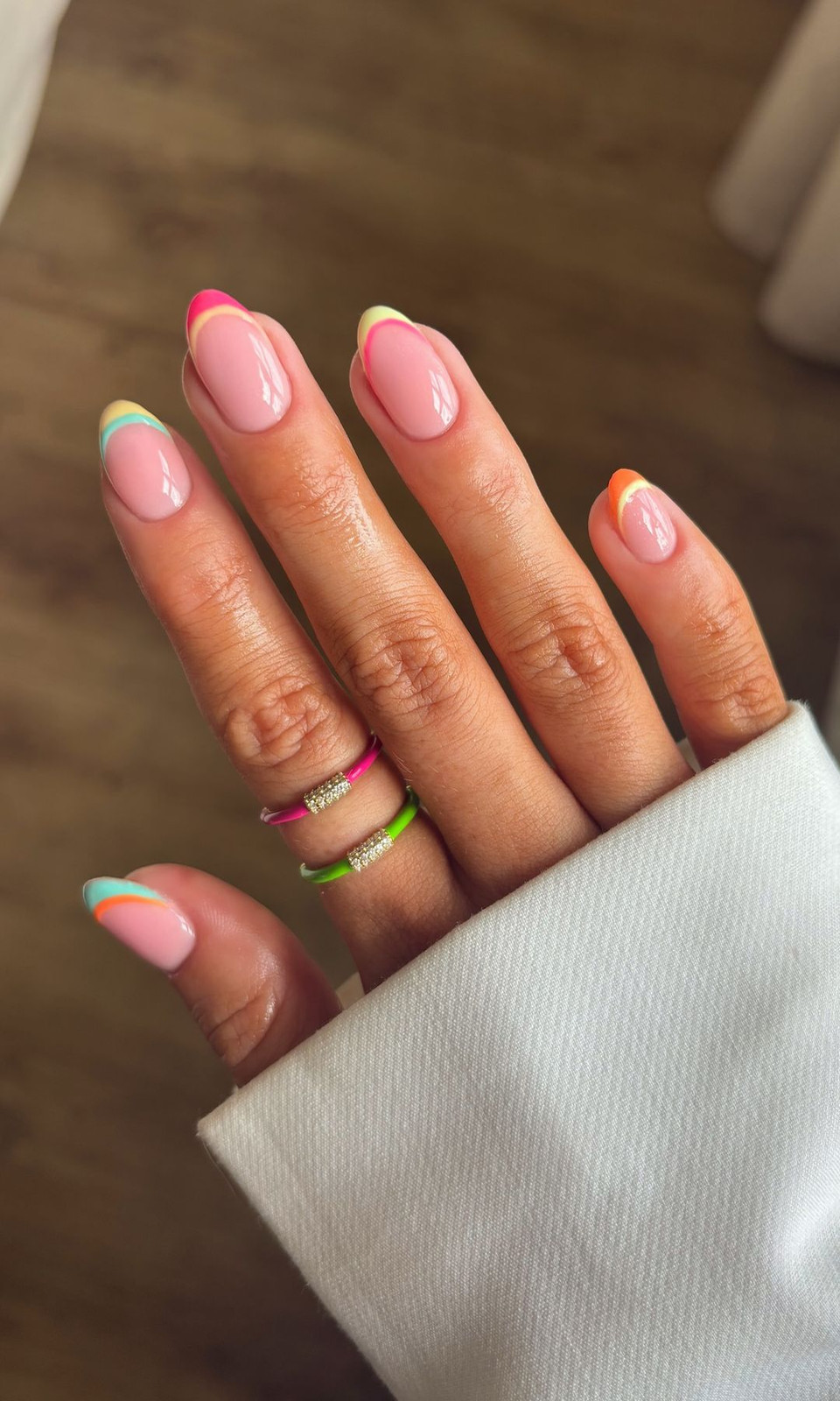 Colored French Tips With Pastel Accents Visual Idea Colored French Tips With Pastel Accents Visual Idea — Summer French Tip Nails 2027