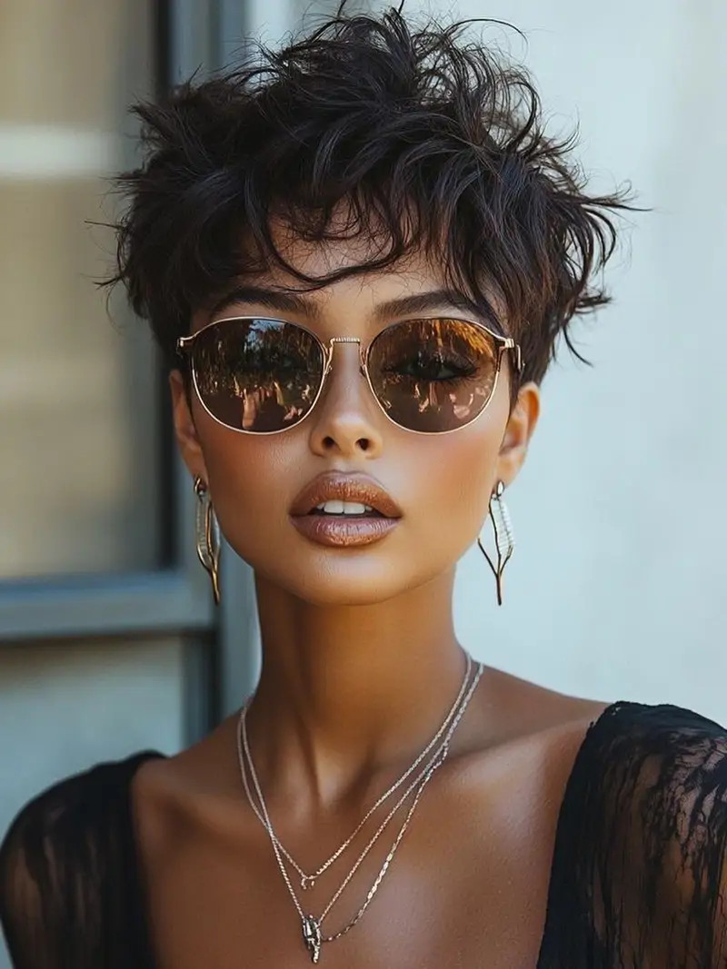 Messy Dark Brown Choppy Pixie — Hairstyles 2027 for Short Hair