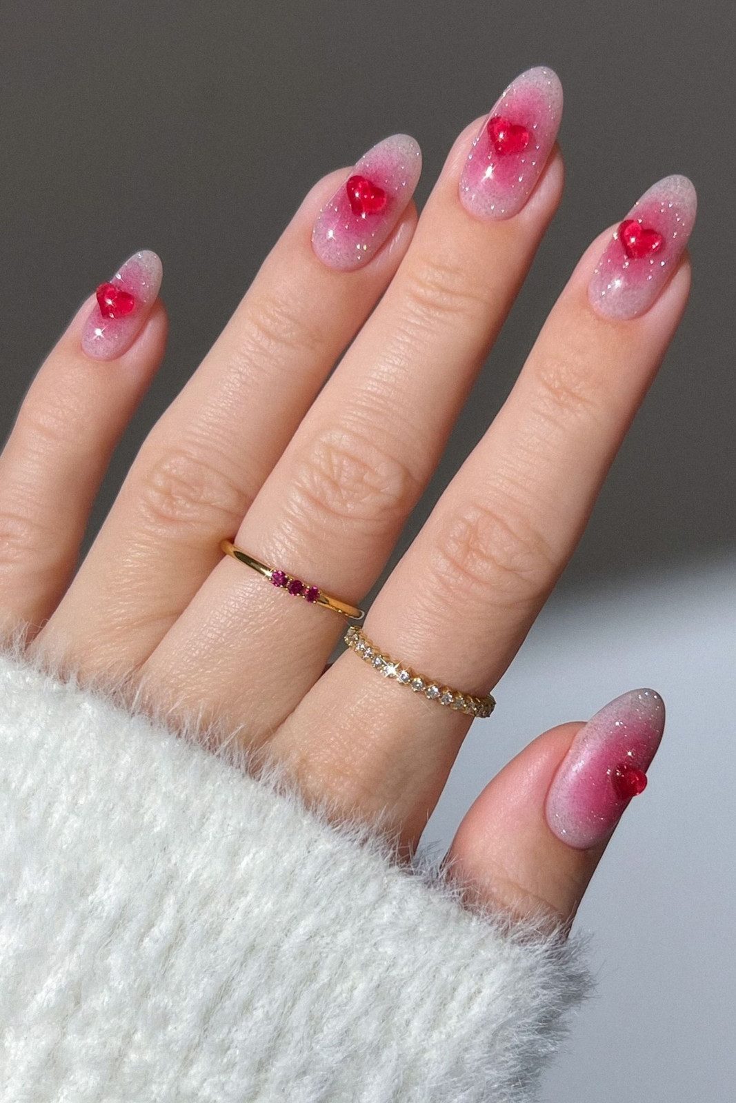 Pink White Glitter Heart Nails Pink White Glitter Heart Nails — Summer Jelly Nails 2027