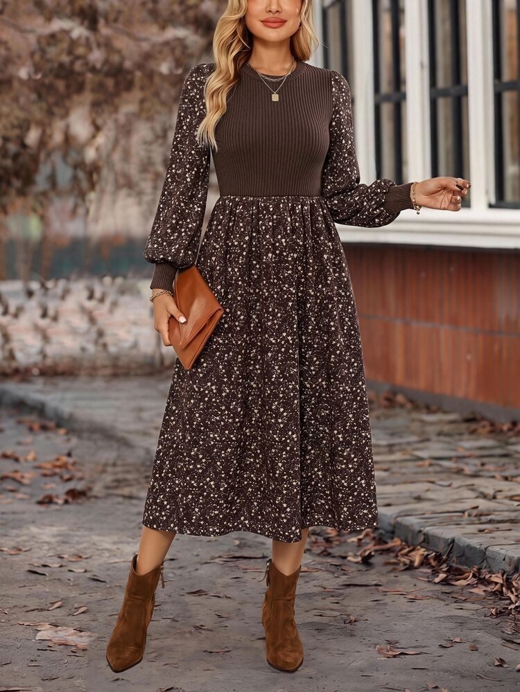 Floral Print Midi Dress for a Festive Touch Floral Print Midi Dress for a Festive Touch — Casual Thanksgiving Outfits 2026