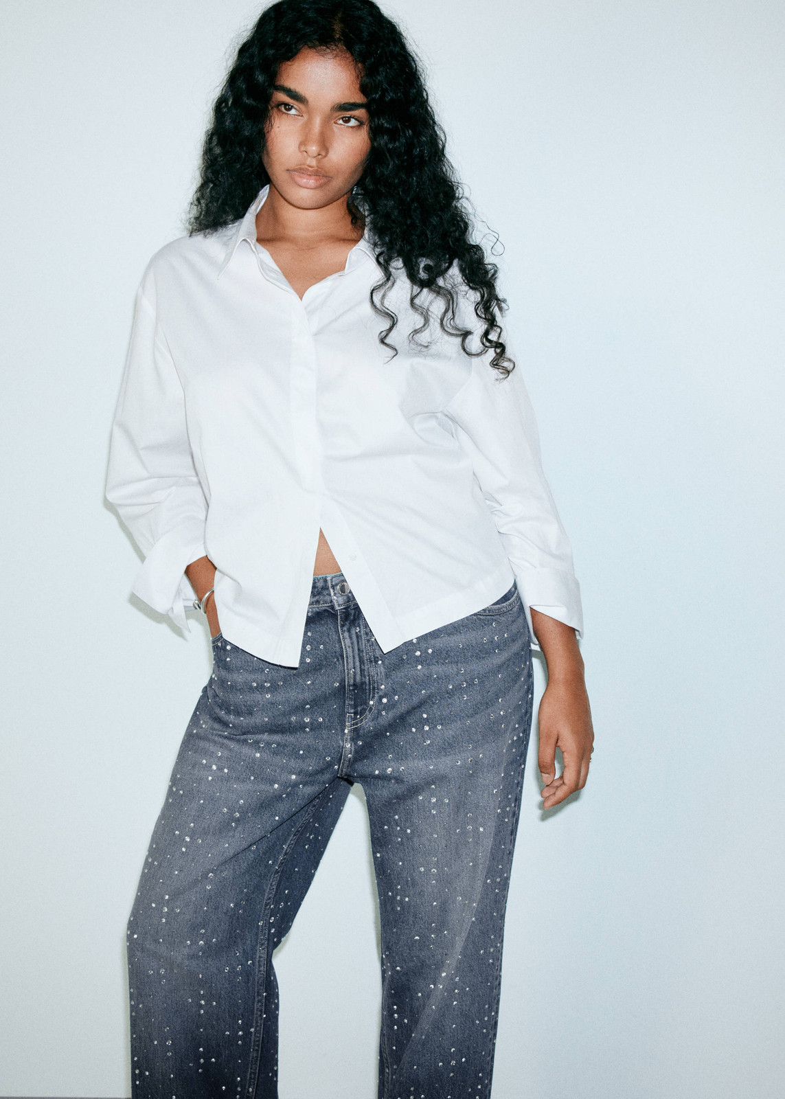 Glamorous Denim: Rhinestone-Embellished High-Waisted Jeans Glamorous Denim: Rhinestone-Embellished High-Waisted Jeans — High Waisted Jeans 2027
