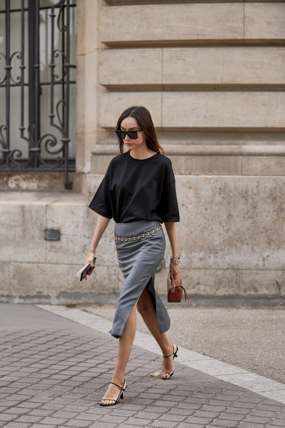 Silk Midi Skirt with Thigh Slit: Elevated by an Oversized T-Shirt — Summer Work Outfits 2027