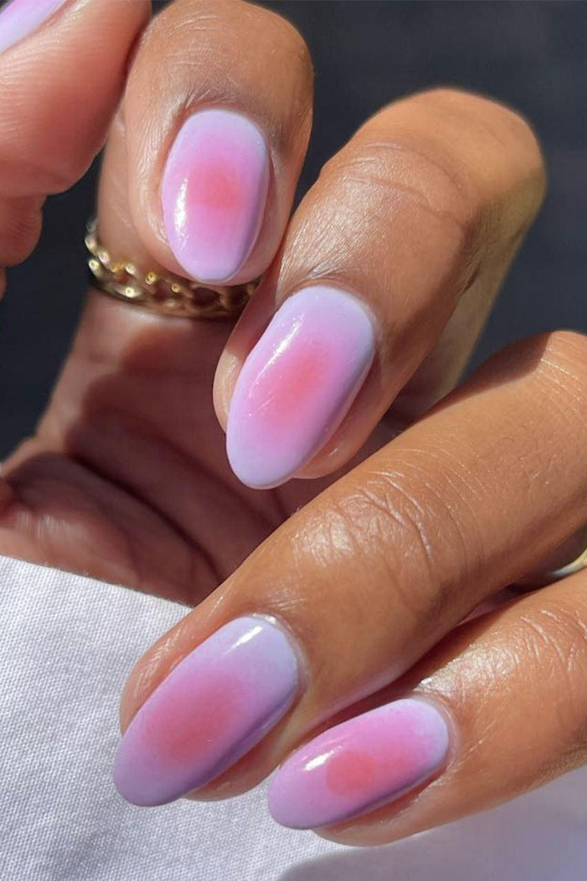 Vibrant Pink And Purple Aura Oval Nails — Aura Nails 2027