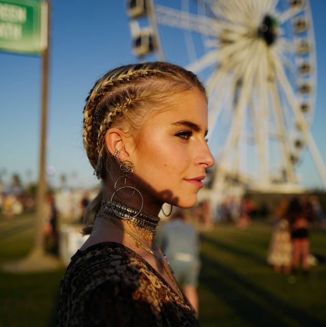 Glittery Face-Framing Braids Glittery Face-Framing Braids — Festival Braids 2027