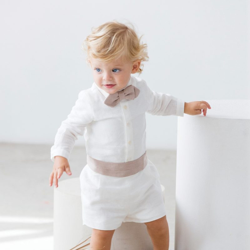 Formal Linen Shorts Set with Cummerbund Formal Linen Shorts Set with Cummerbund — Baby Outfits 2027