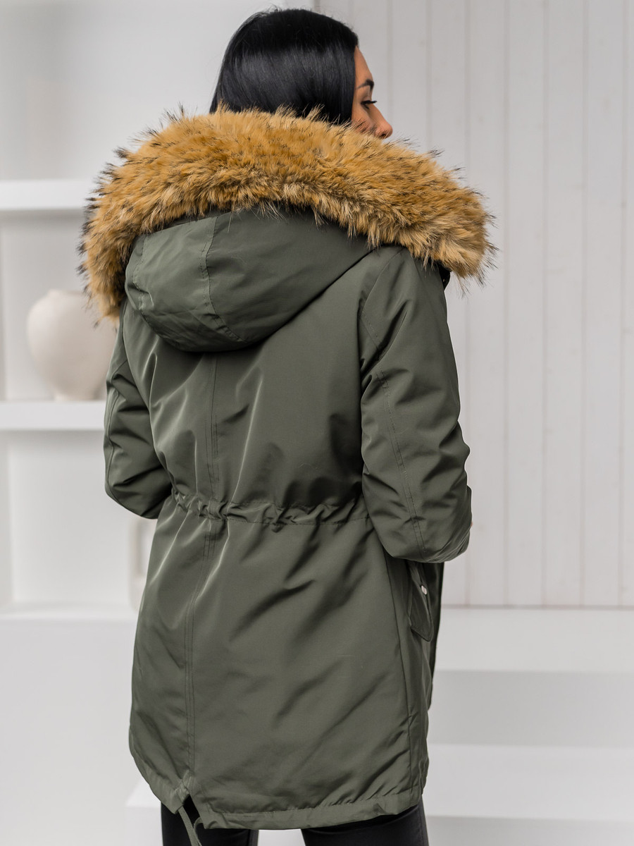 Functional Warmth: Olive Green Parka with Faux Fur Hood Functional Warmth: Olive Green Parka with Faux Fur Hood — Winter Family Photo Outfits 2027