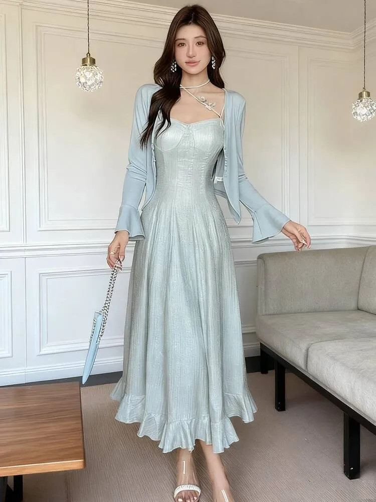 Monochromatic Magic: Light Blue Sparkle Set — Holiday Party Outfits 2026
