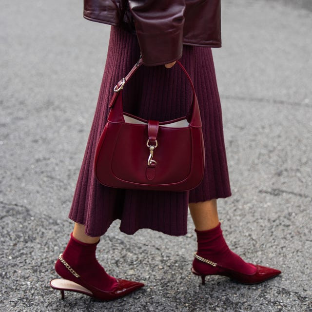 Burgundy Knit Dress Outfit Idea Burgundy Knit Dress Outfit Idea — Slingback Heels Outfits 2027
