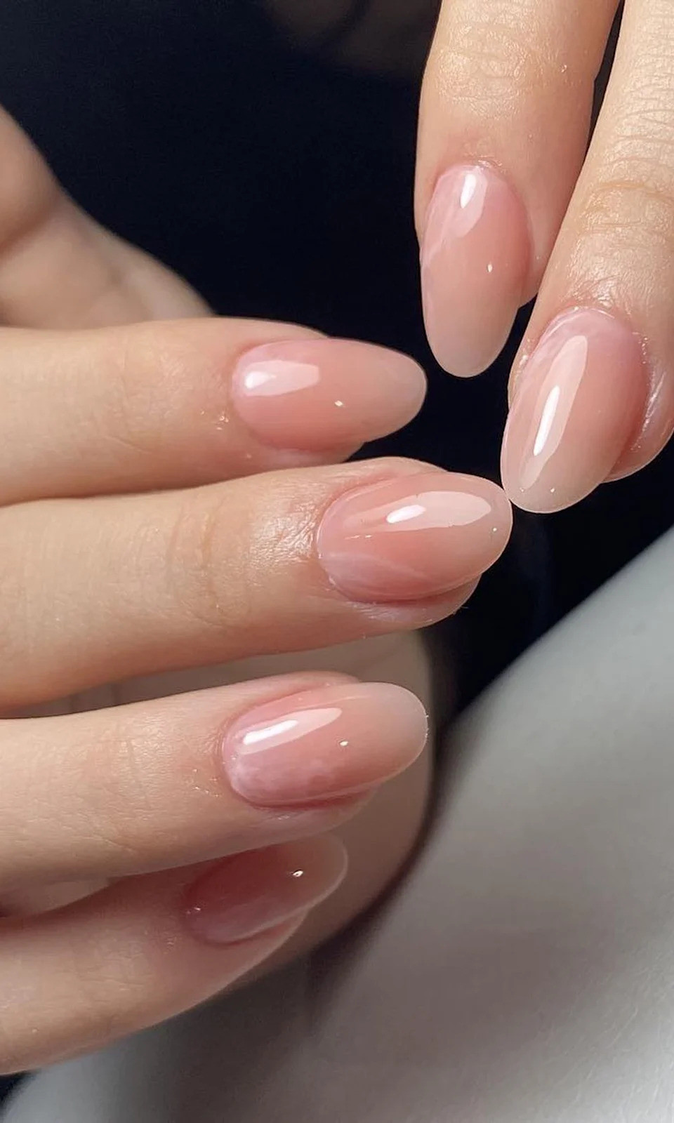 Glossy Jelly-Like Sheer Milky Pink Jelly Oval Nails Glossy Jelly-Like Sheer Milky Pink Jelly Oval Nails — Modest Nails 2027