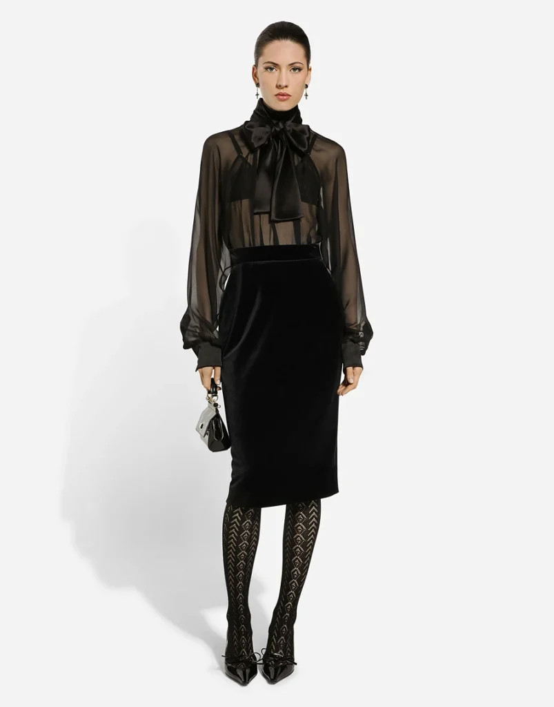 Elegant Evening: Sheer Blouse and Velvet Skirt for Anniversary Elegant Evening: Sheer Blouse and Velvet Skirt for Anniversary — Anniversary Outfits 2027
